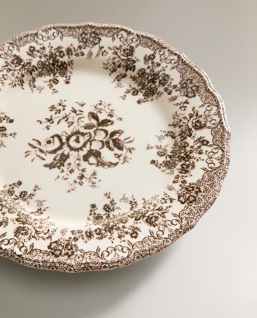 FLORAL EARTHENWARE DINNER PLATE