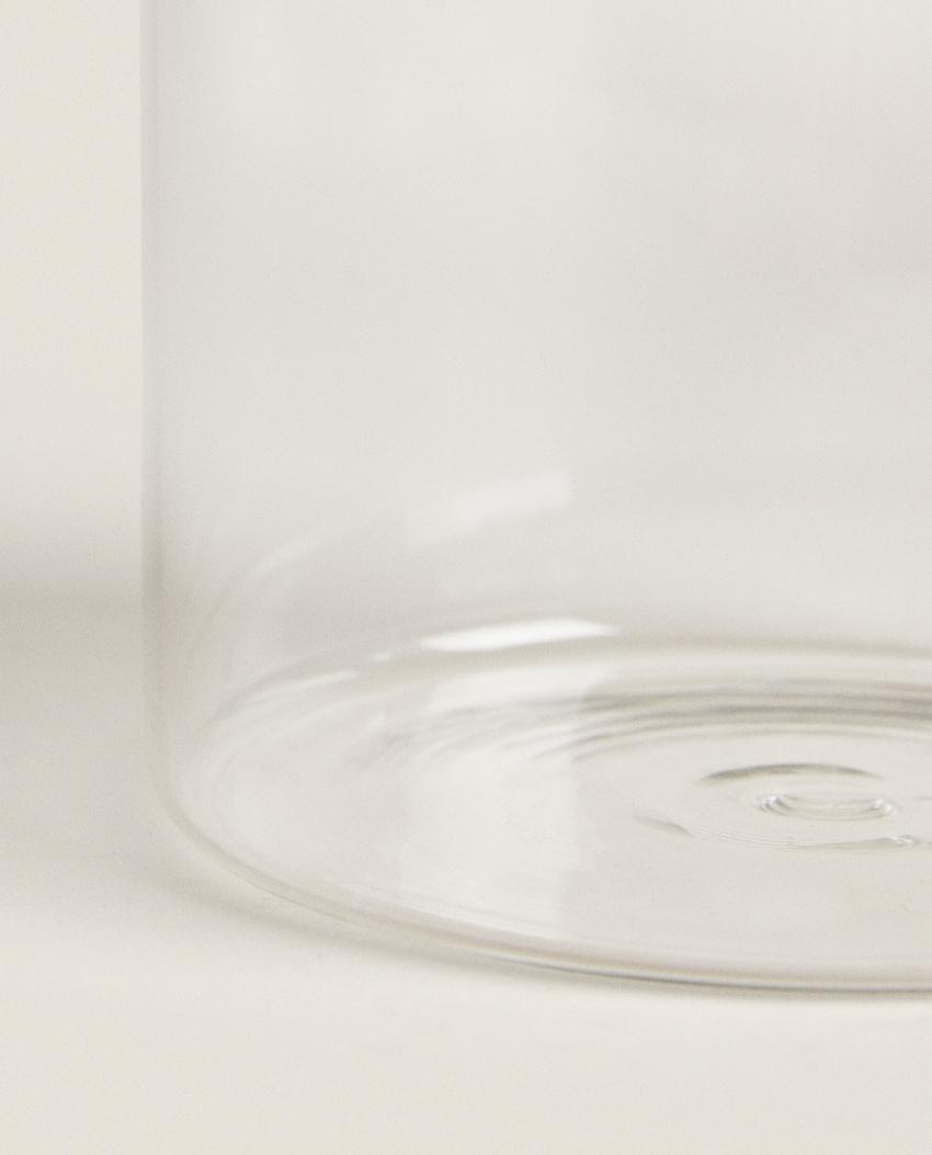 BOROSILICATE GLASS AND WOOD STORAGE JAR