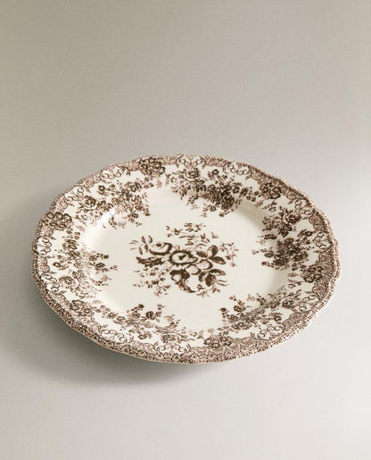 FLORAL EARTHENWARE DINNER PLATE