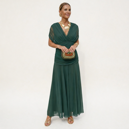 Victoria - Long Floral V-Neck Dress