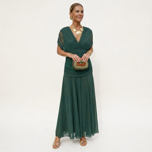 Victoria - Long Floral V-Neck Dress