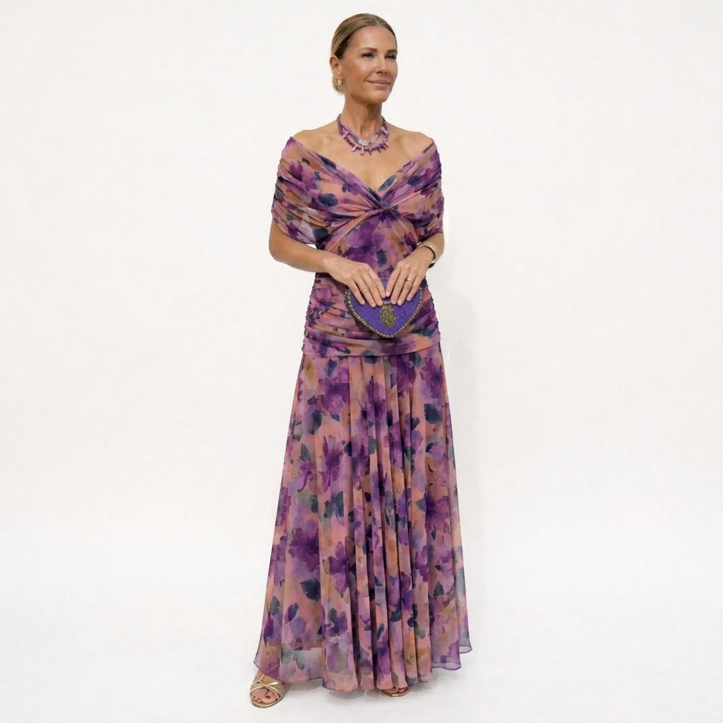 Victoria - Long Floral V-Neck Dress