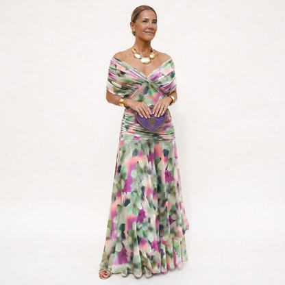 Victoria - Long Floral V-Neck Dress