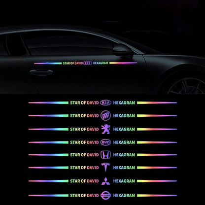 Bunte Auto-Logo-Aufkleber, farbwechselnde Laser-Reflex-Autoaufkleber, personalisierte A-Säulen-, Autotür- und Motorhaubenaufkleber.