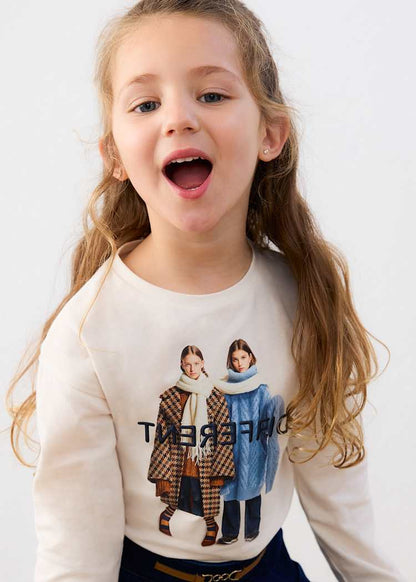 Girls' Cotton Floral Printed T-Shirt
