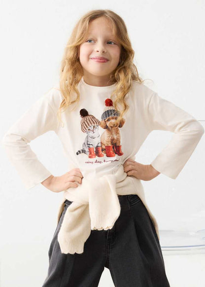Girls' Cotton Floral Printed T-Shirt