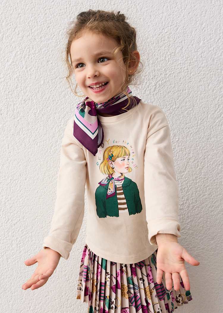 Girls' Cotton Floral Printed T-Shirt