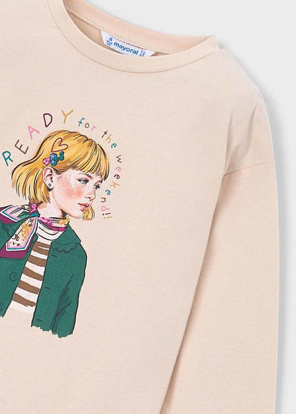 Girls' Cotton Floral Printed T-Shirt