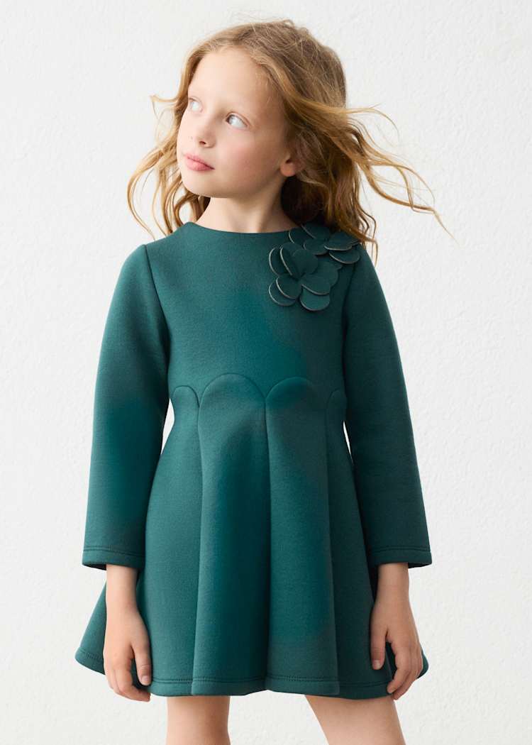 Girls' Cotton Pinafore Printed Velvet Dress