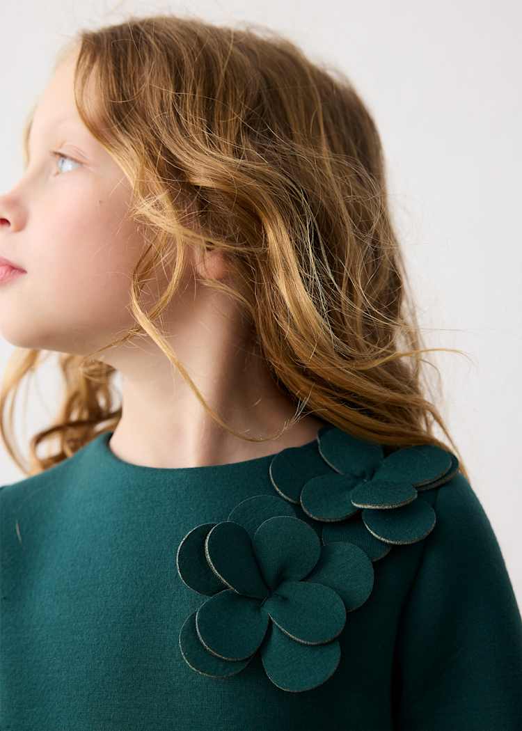 Girls' Cotton Pinafore Printed Velvet Dress