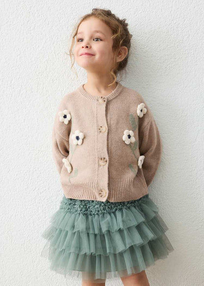Girls' Floral Knit Cardigan