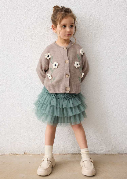 Girls' Floral Knit Cardigan