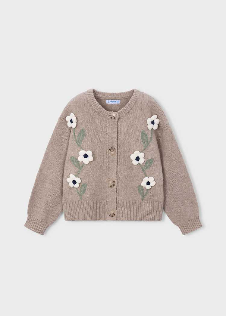 Girls' Floral Knit Cardigan