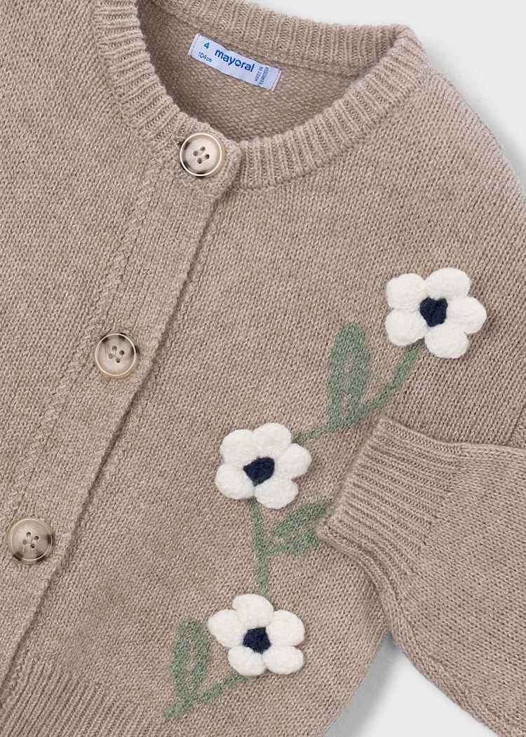 Girls' Floral Knit Cardigan