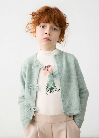 Girls' Floral Knit Cardigan