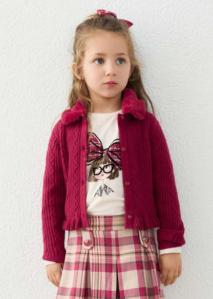 Girls' Floral Knit Cardigan