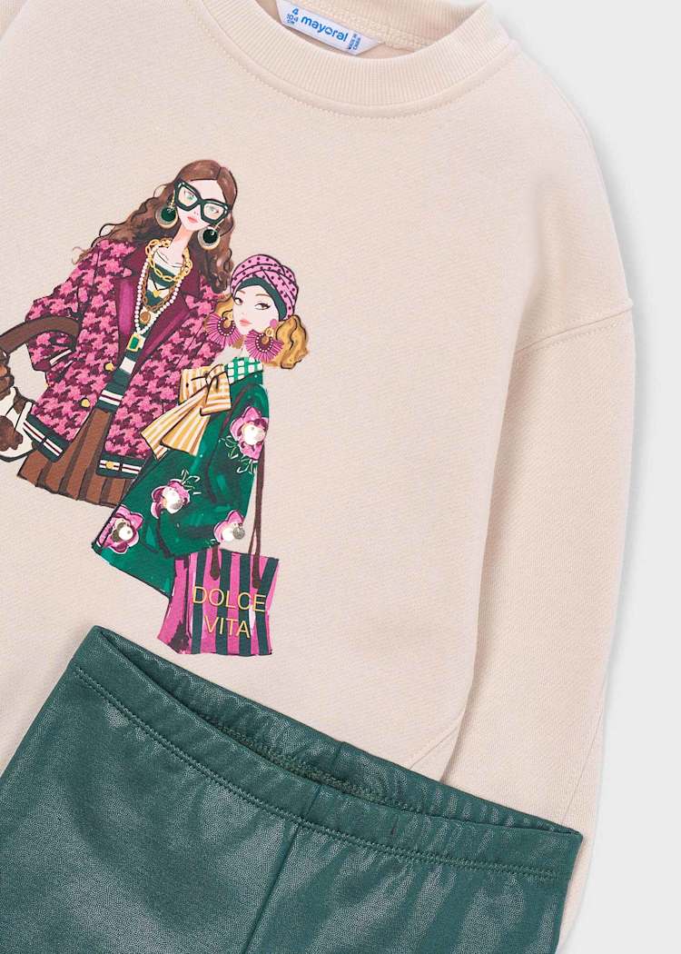 Girls' Cotton Floral Printed Top & Trousers Set