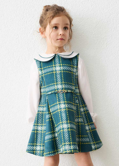Girls' Cotton Pinafore Printed Velvet Dress