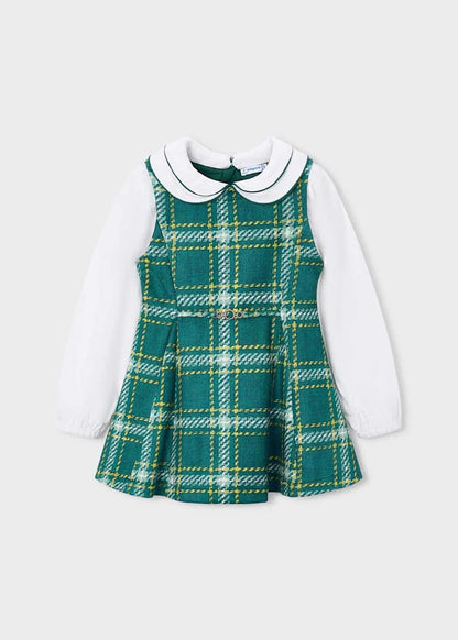 Girls' Cotton Pinafore Printed Velvet Dress