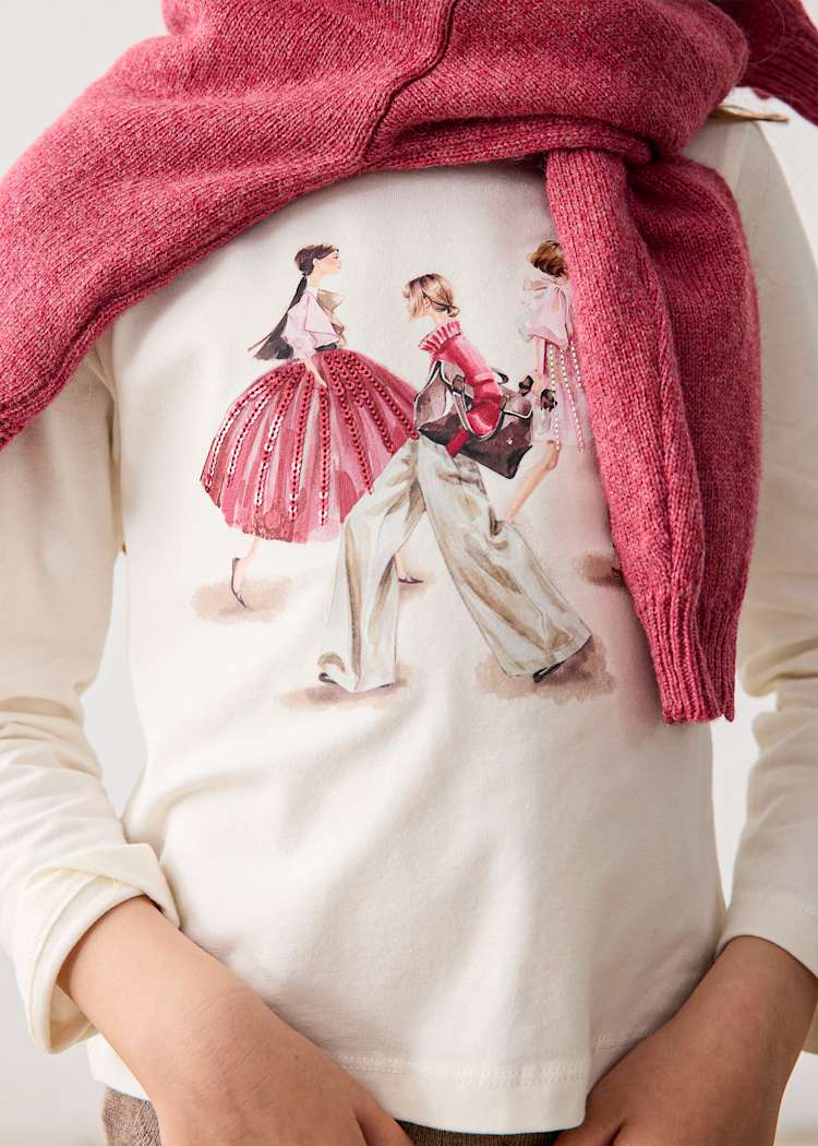 Girls' Cotton Floral Printed T-Shirt