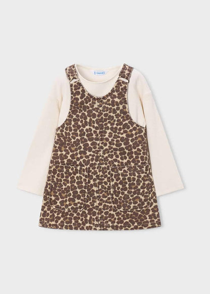 Girls' Cotton Pinafore Printed Velvet Dress