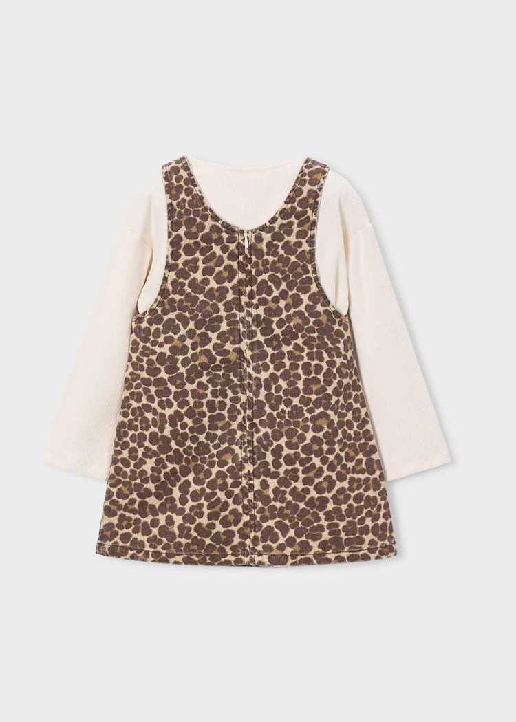 Girls' Cotton Pinafore Printed Velvet Dress