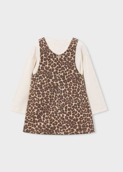 Girls' Cotton Pinafore Printed Velvet Dress
