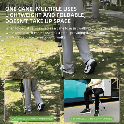2-IN-1 Folding Walking Stick with Seat