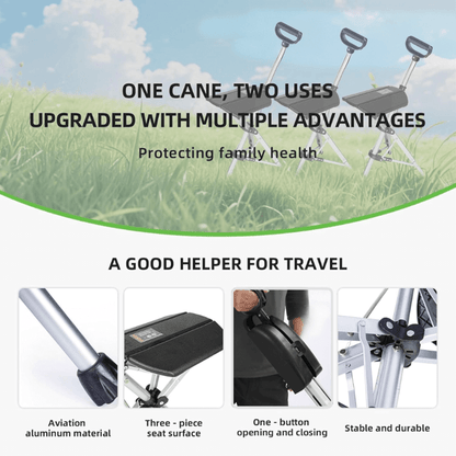 2-IN-1 Folding Walking Stick with Seat