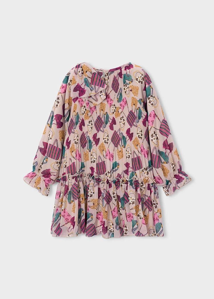 Girls' Cotton Pinafore Printed Velvet Dress