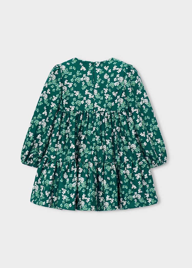 Girls' Cotton Pinafore Printed Velvet Dress